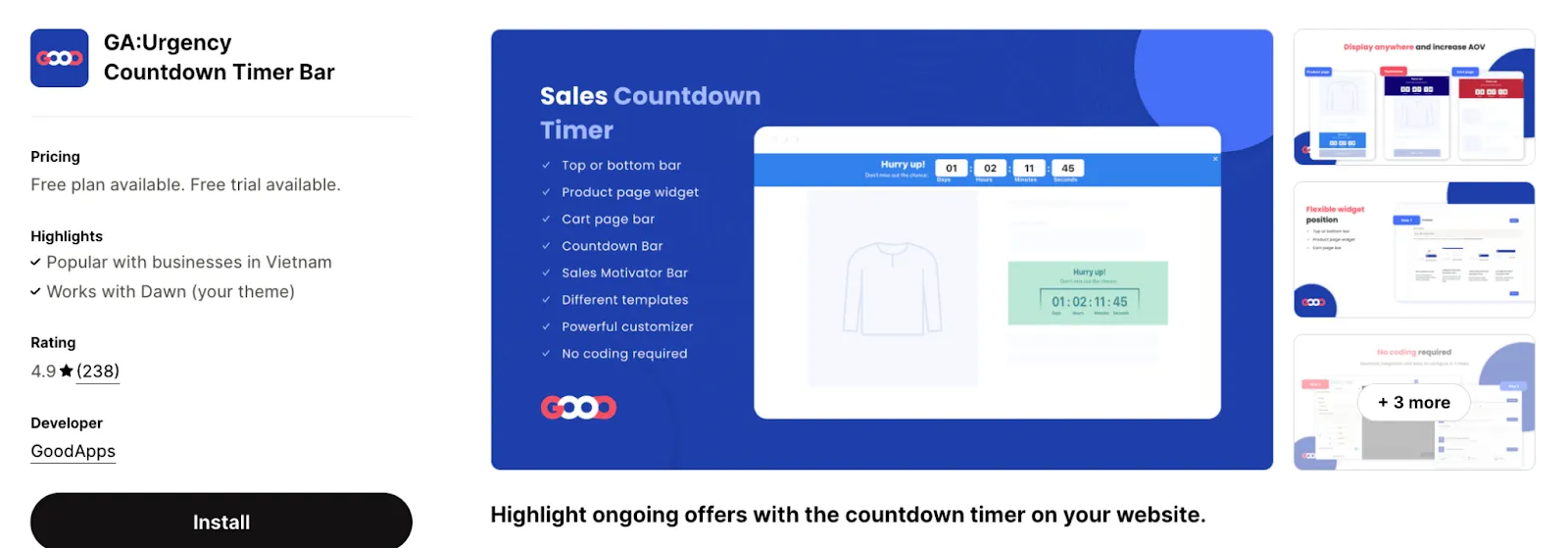 GA: Urgency Countdown Timer Bar